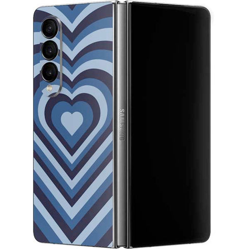 Blue Heart Pattern Galaxy Z Fold4 5G Skin